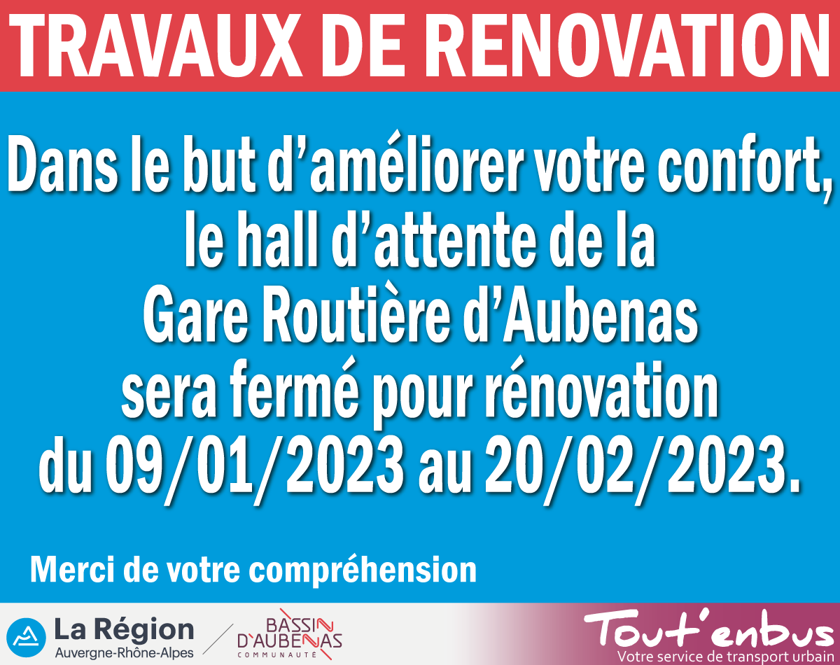 Travaux de rénovation à la gare routière à Aubenas Communauté de