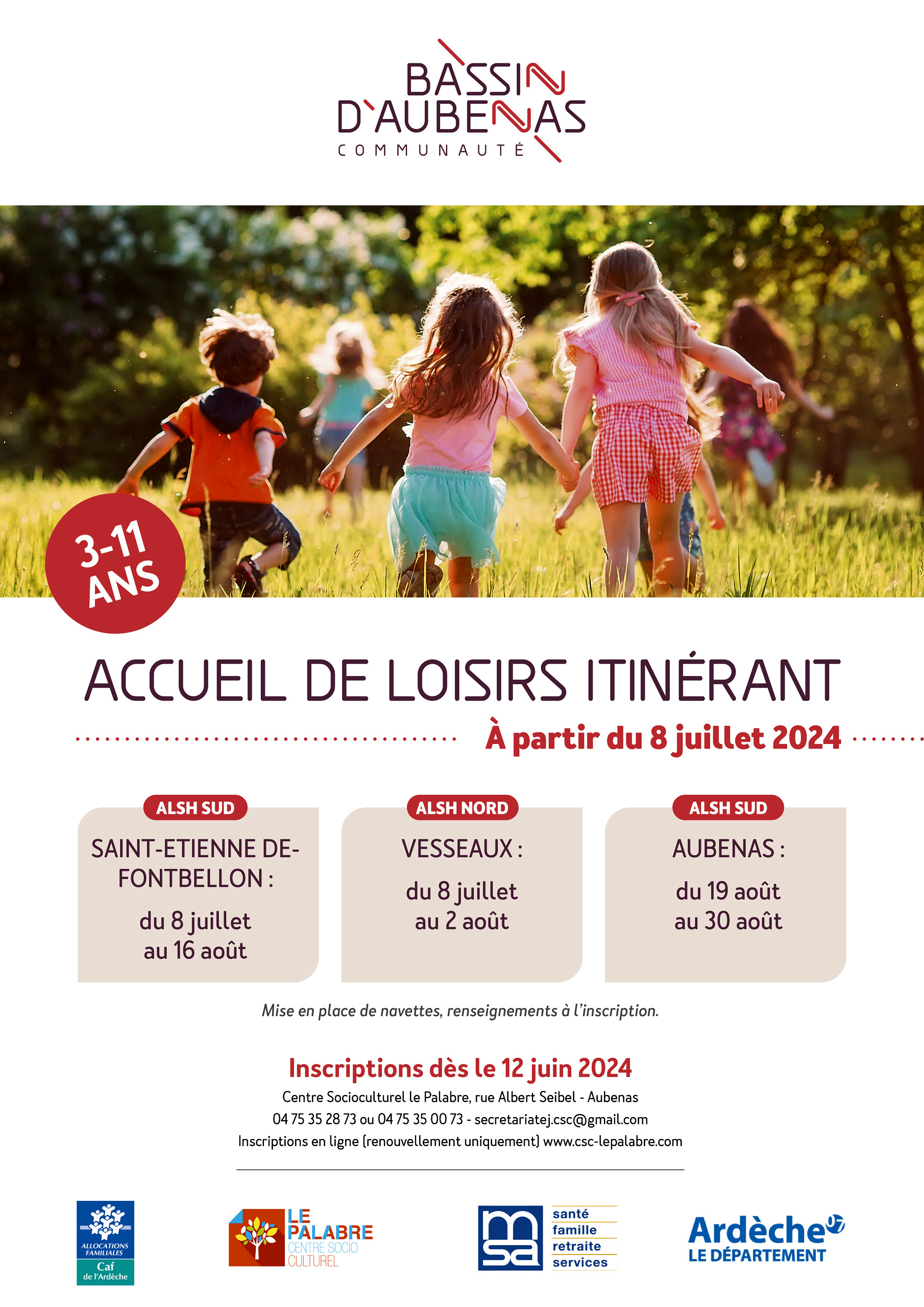 Affiche Accueil de Loisirs itinérant pour les vacances d'été 2024